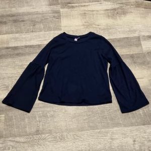 Dark Blue Bell Sleeve Top